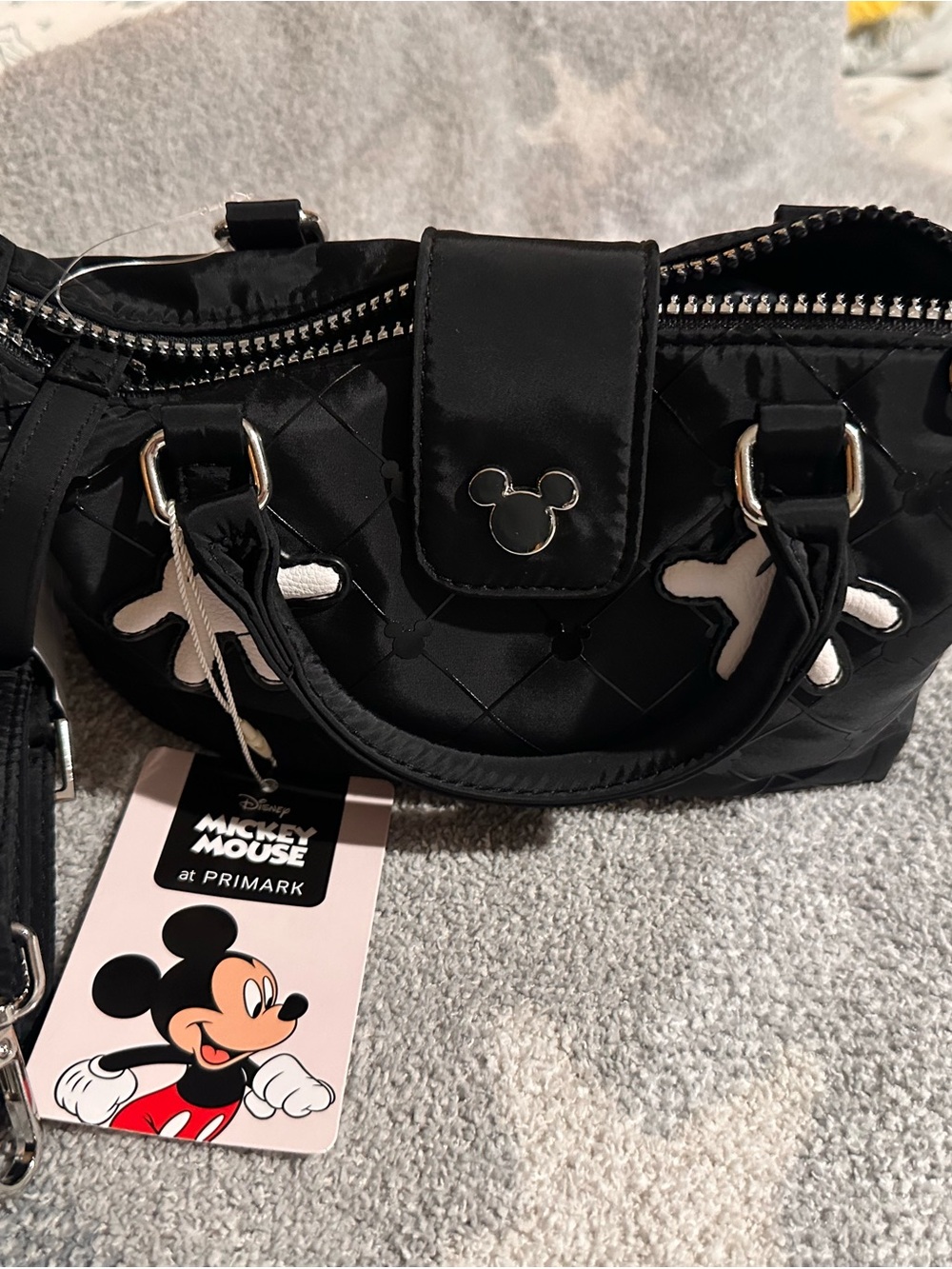 NWT Disney x Primark Black mini crossbody pouchette with White Glove Details - Picture 4 of 10